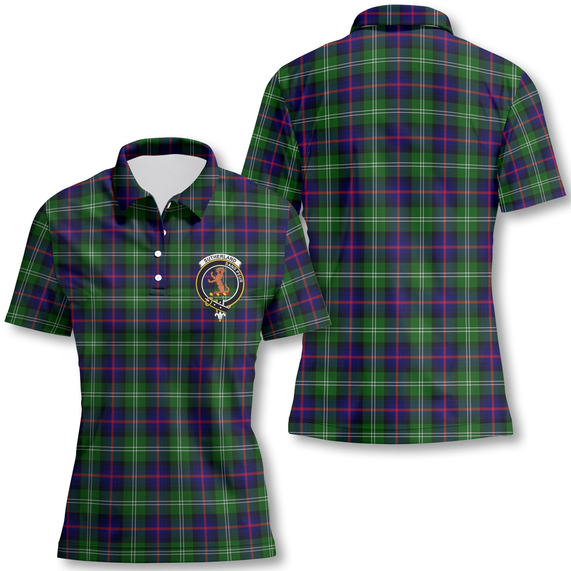 Clan Sutherland I Tartan Women Polo Shirt Crest And Plaid Basic Style