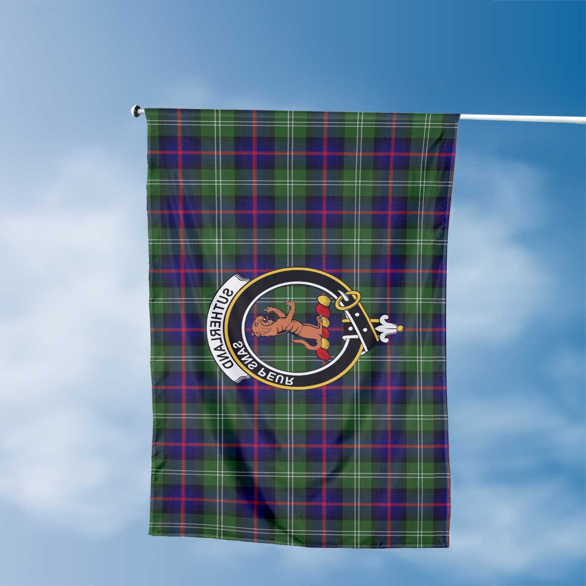 Clan Sutherland Ii Tartan Flag Crest And Plaid Basic Style