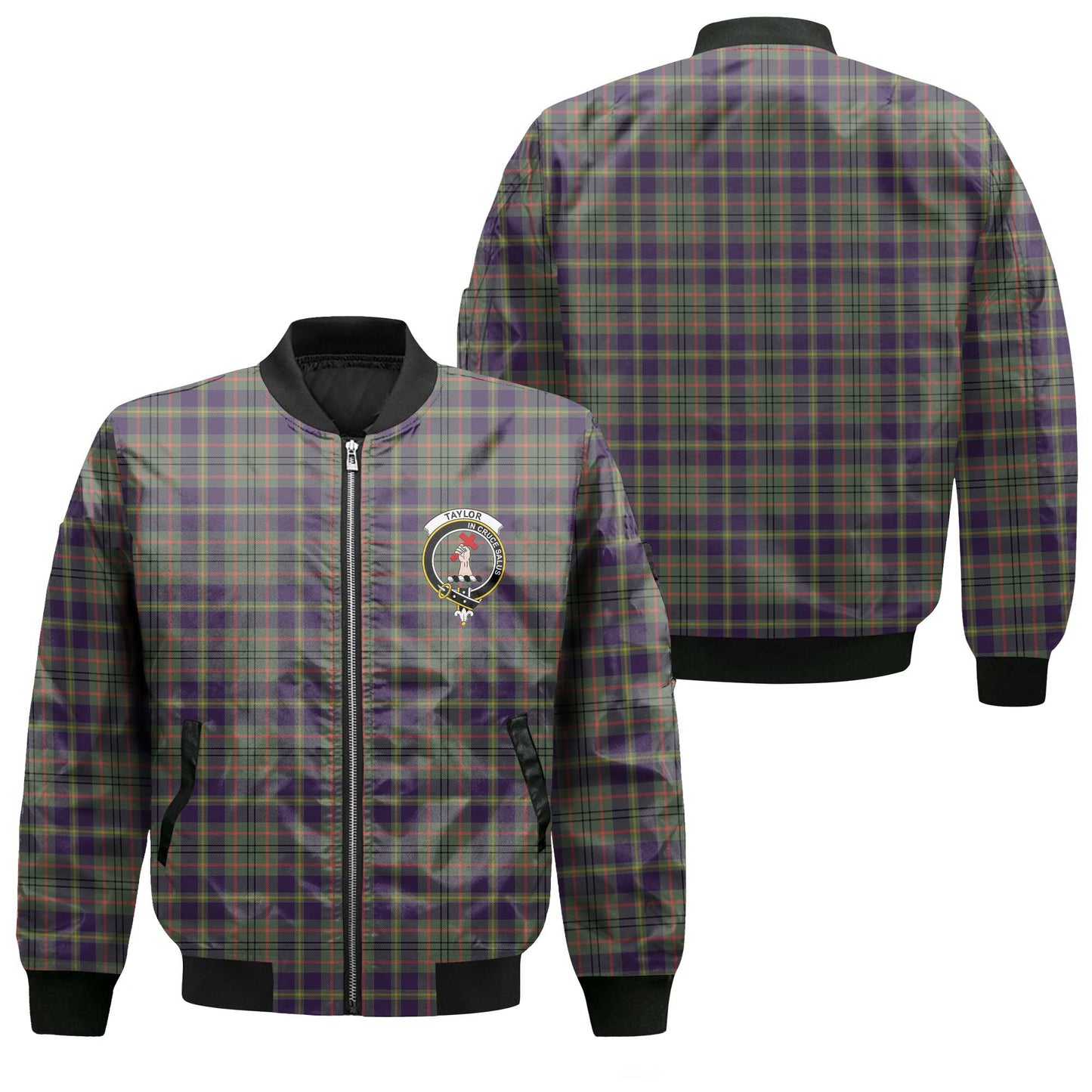 Clan Taylor Tartan Men Bomber Jacket Crest And Plaid Basic Style