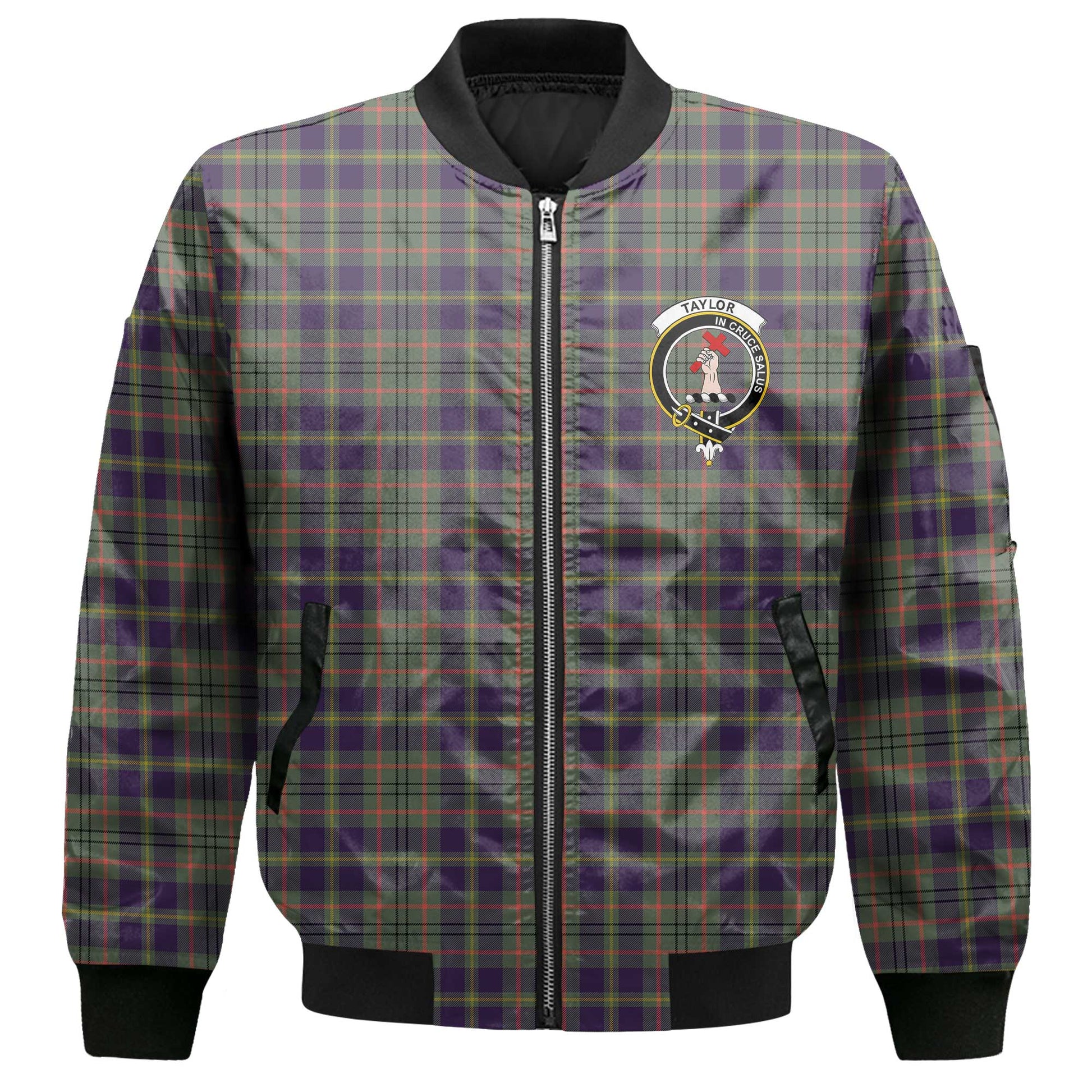 Clan Taylor Tartan Men Bomber Jacket Crest And Plaid Basic Style