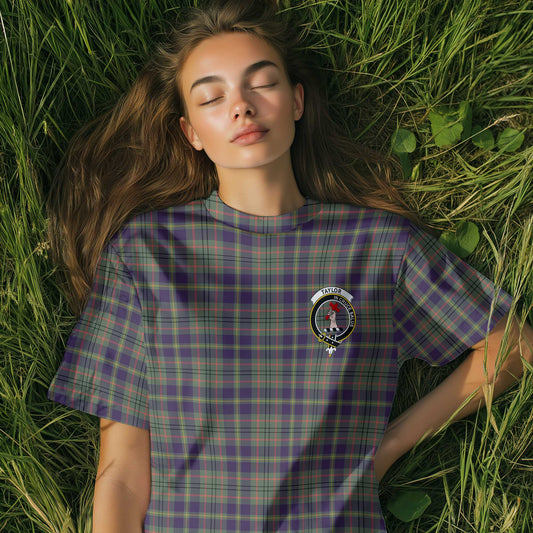 Clan Taylor Tartan Women T Shirt Crest And Plaid Basic Style