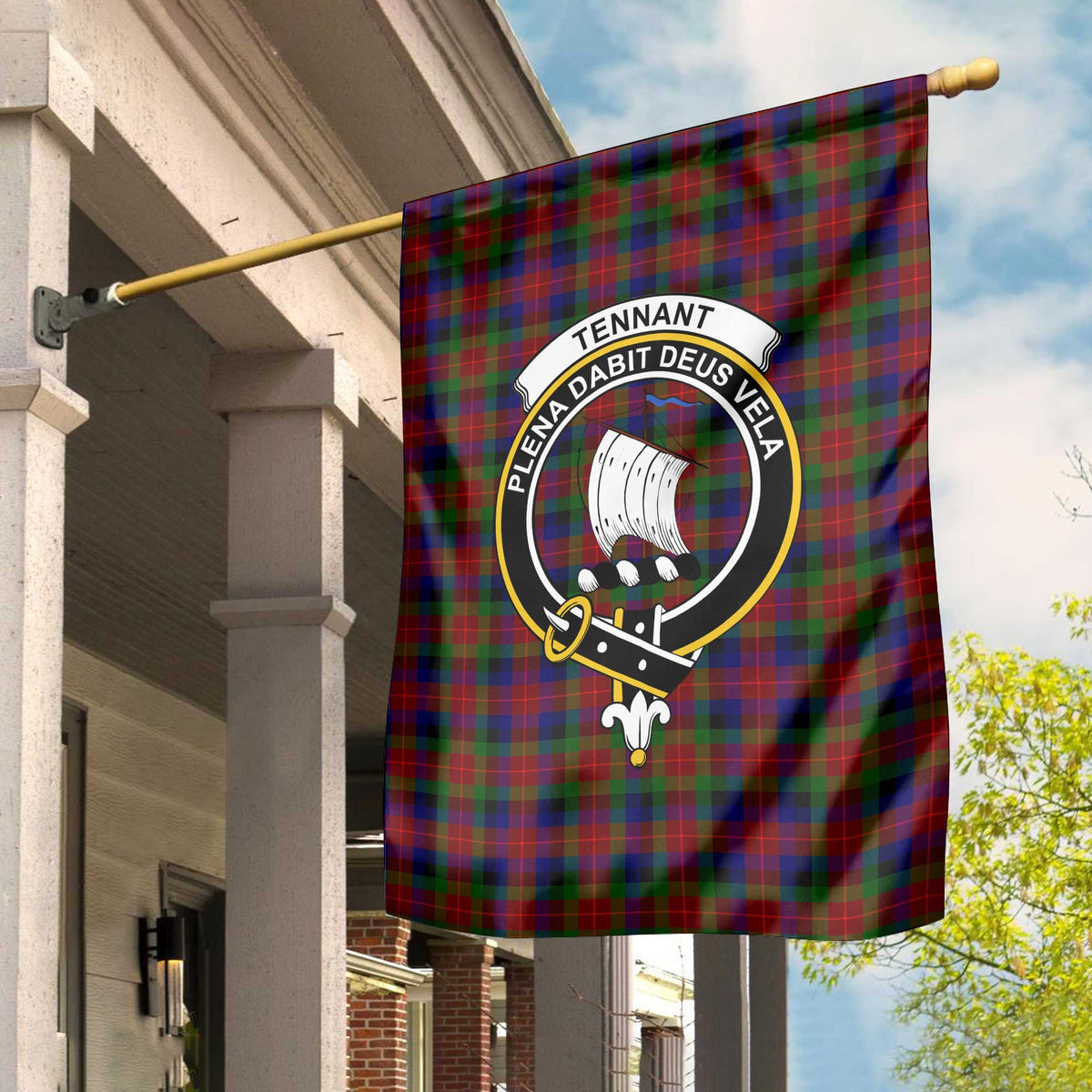 Clan Tennant Tartan Garden Flag Crest And Plaid Basic Style