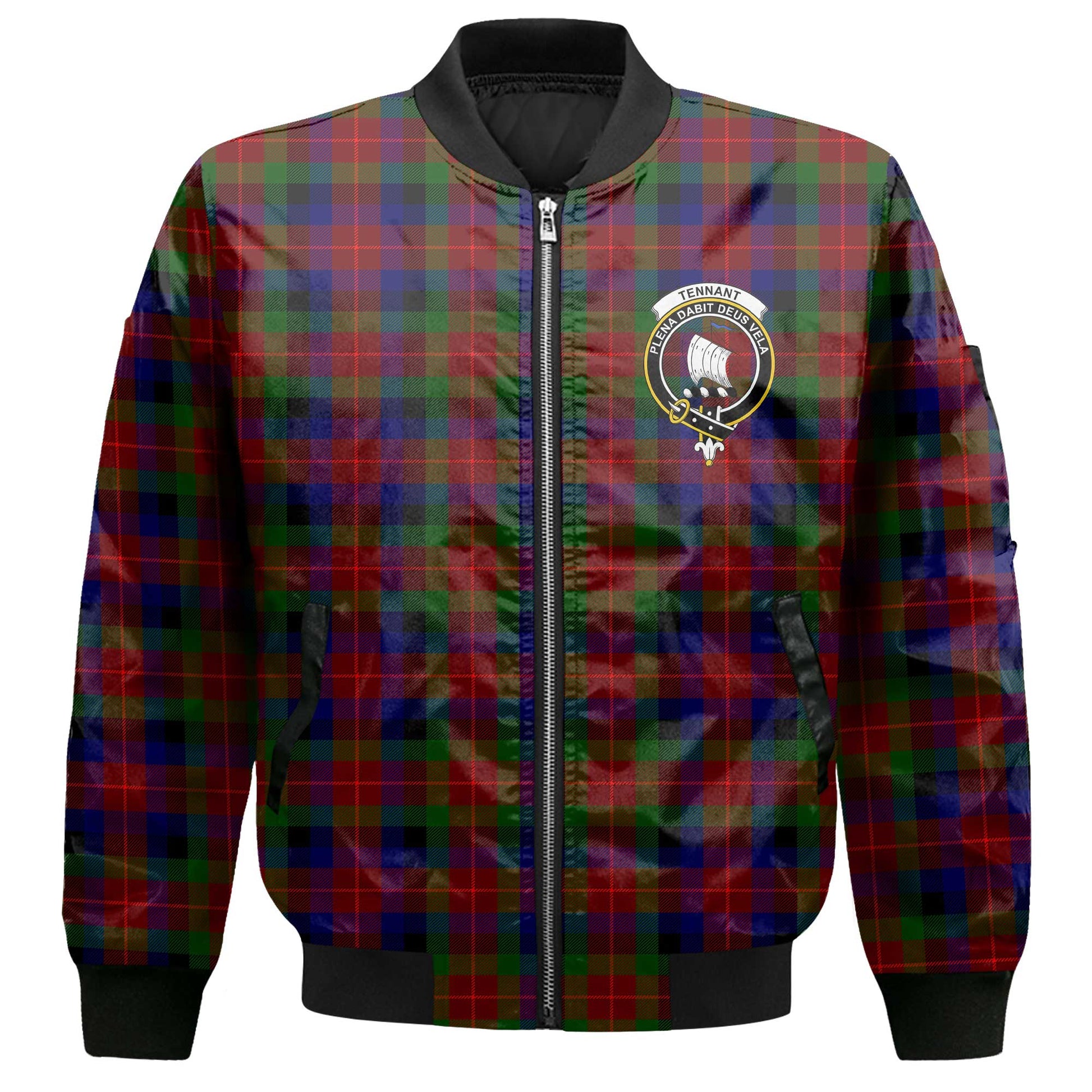 Clan Tennant Tartan Men Bomber Jacket Crest And Plaid Basic Style