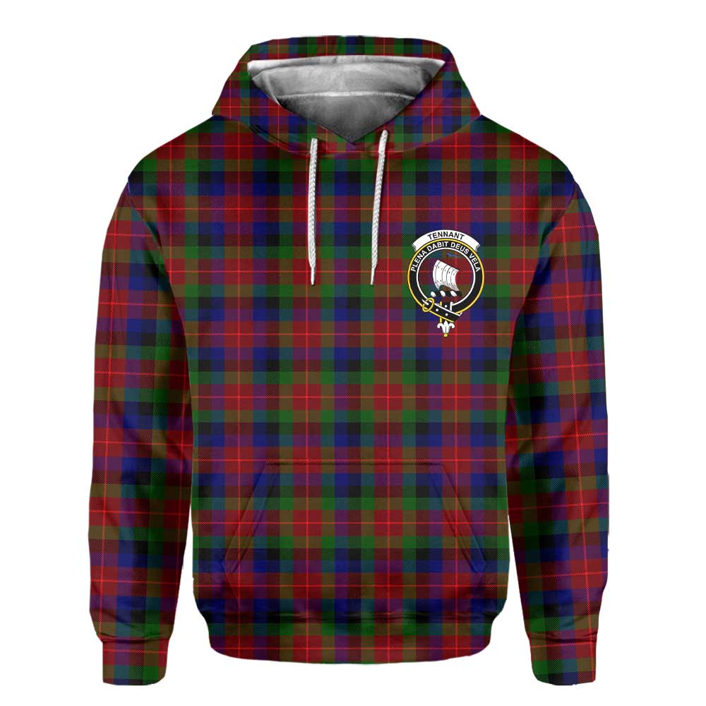 Clan Tennant Tartan Men Hoodie Crest And Plaid Basic Style