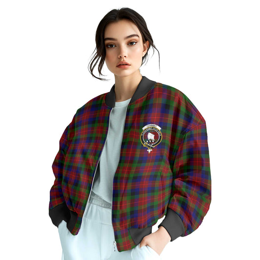 Clan Tennant Tartan Women Bomber Jacket Crest And Plaid Basic Style