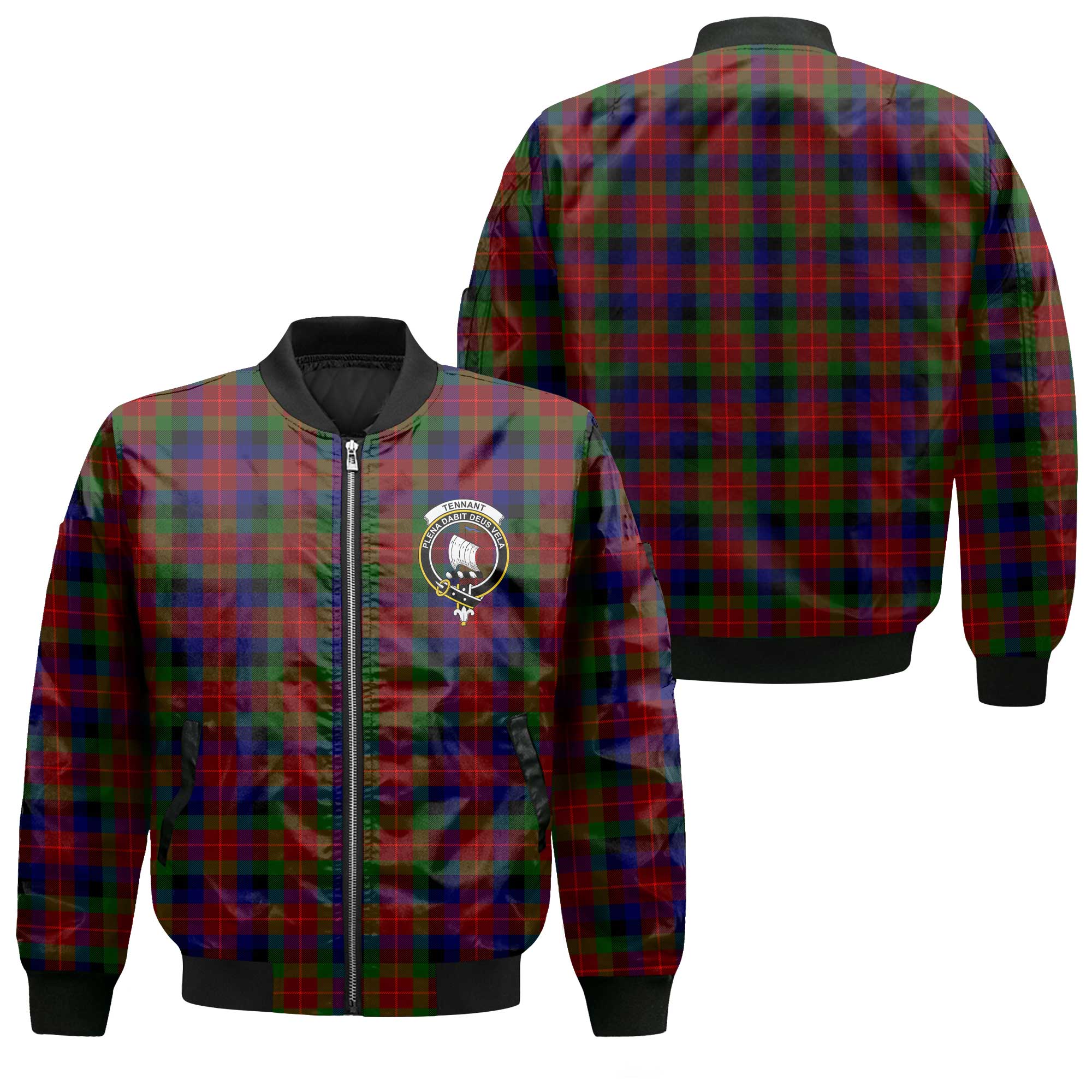 Clan Tennant Tartan Women Bomber Jacket Crest And Plaid Basic Style