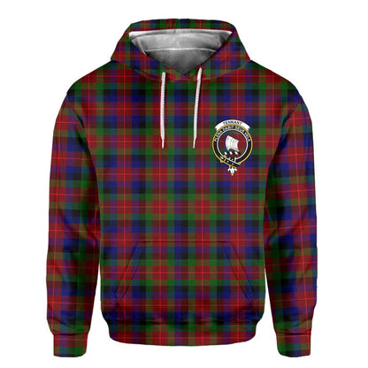 Clan Tennant Tartan Women Hoodie Crest And Plaid Basic Style