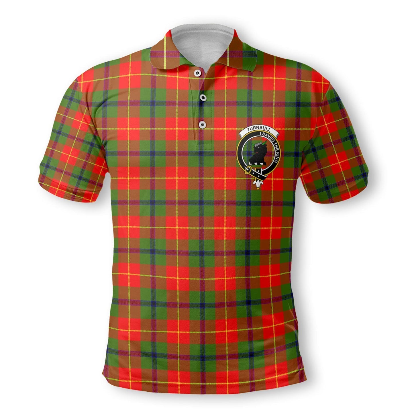 Clan Turnbull Tartan Golf Tartan Men Polo Shirt Crest And Plaid Basic Style