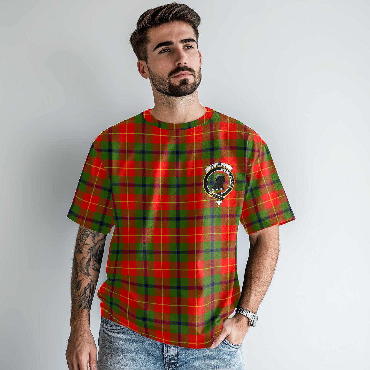 Clan Turnbull Tartan Men T Shirt Crest And Plaid Basic Style