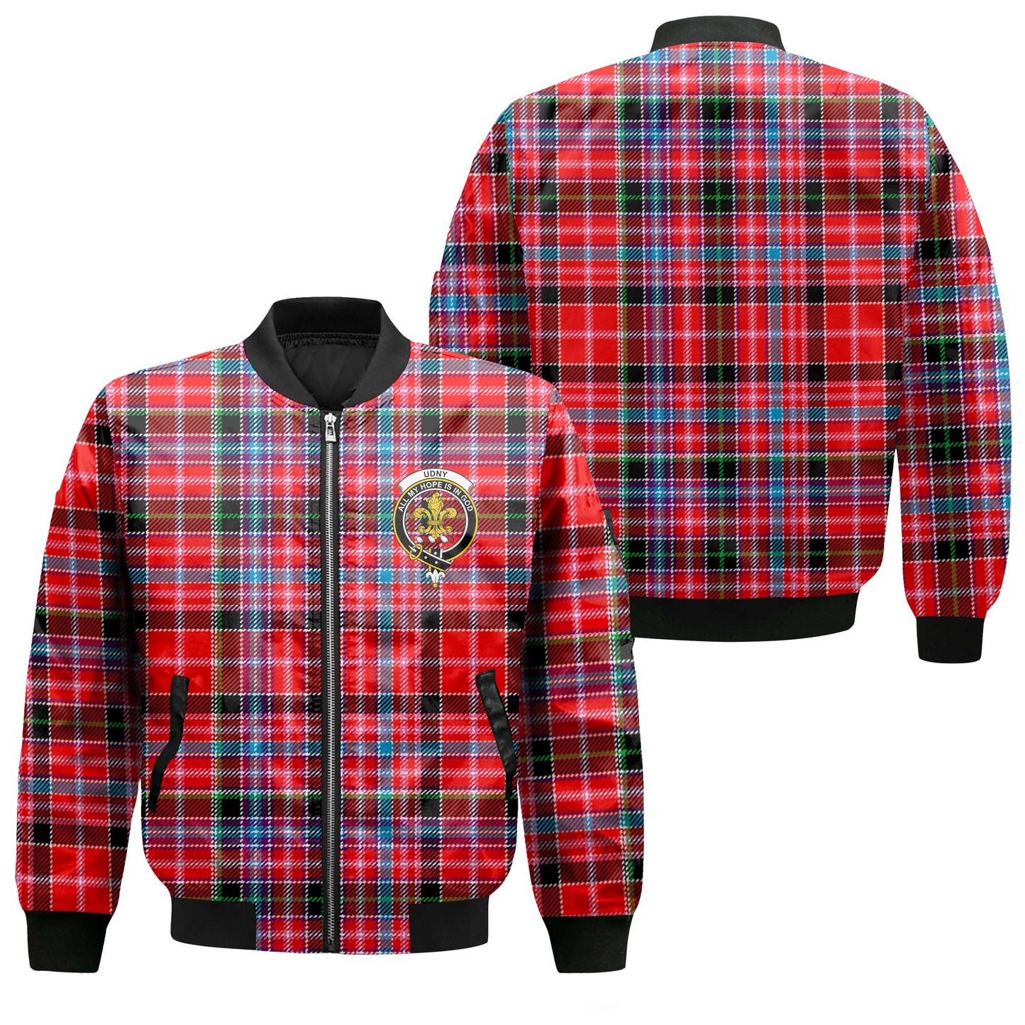 Clan Udny Tartan Men Bomber Jacket Crest And Plaid Basic Style