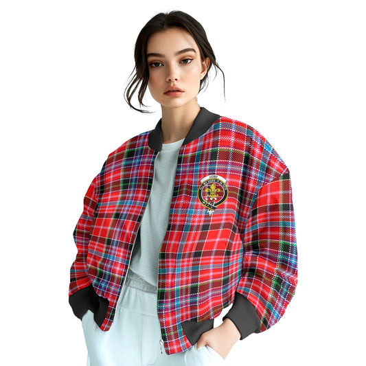 Clan Udny Tartan Women Bomber Jacket Crest And Plaid Basic Style