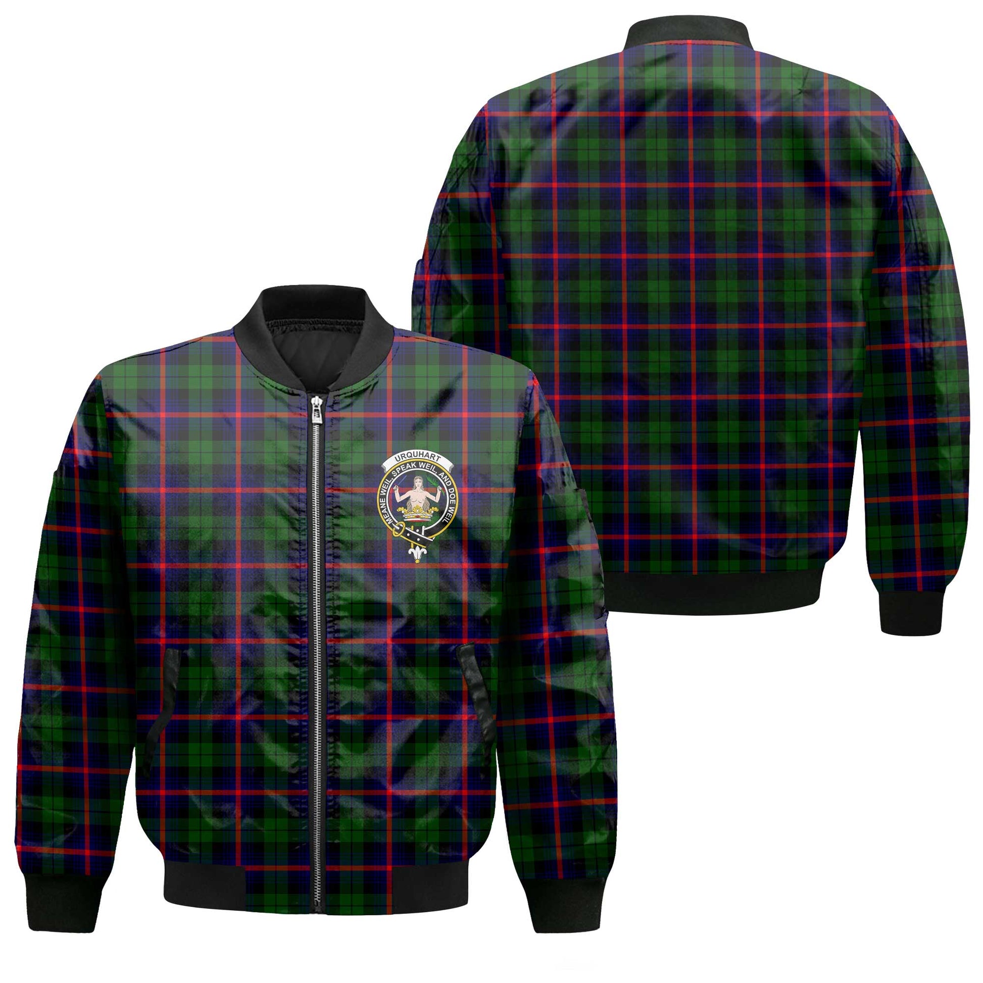 Clan Urquhart Tartan Men Bomber Jacket Crest And Plaid Basic Style