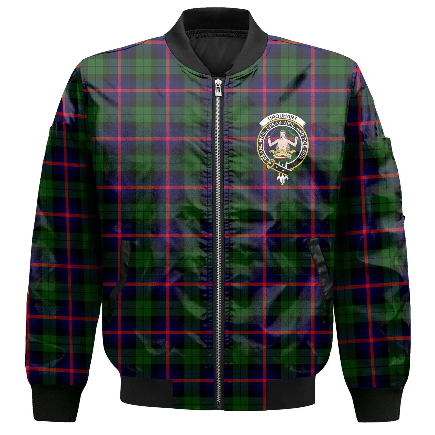 Clan Urquhart Tartan Men Bomber Jacket Crest And Plaid Basic Style