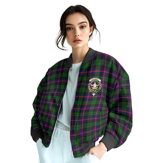 Clan Urquhart Tartan Women Bomber Jacket Crest And Plaid Basic Style