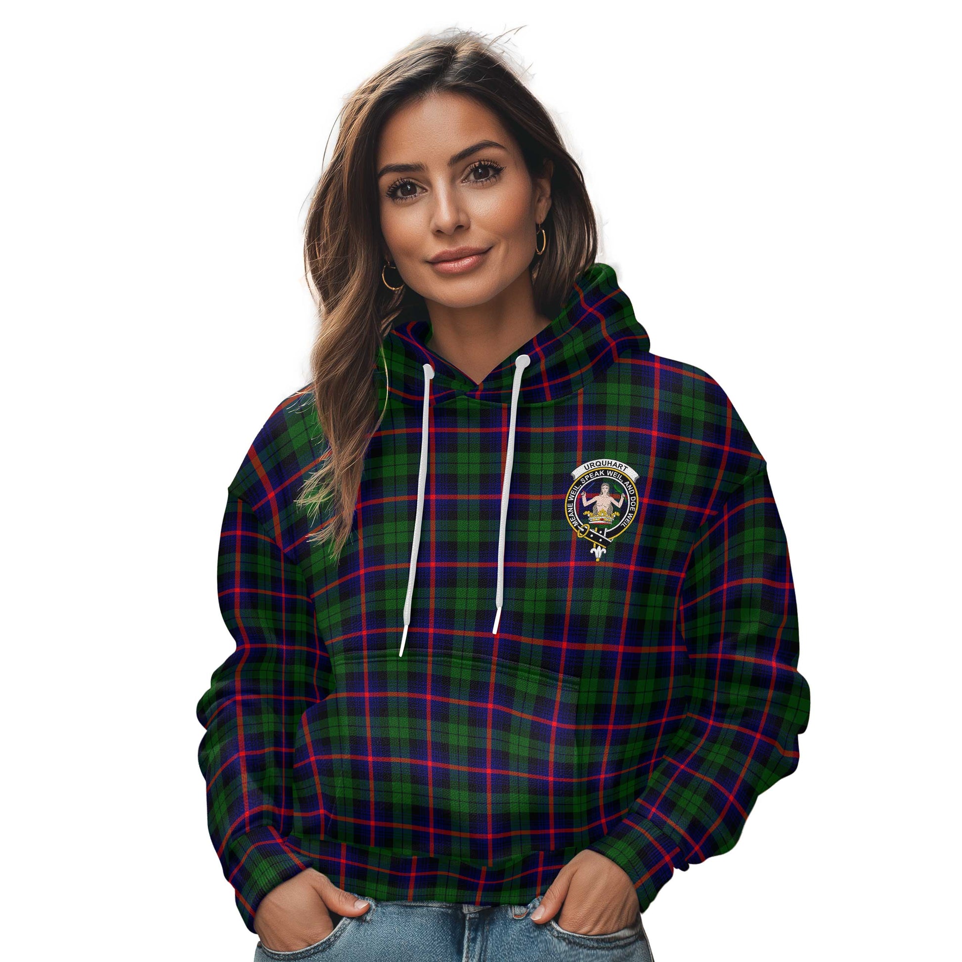 Clan Urquhart Tartan Women Hoodie Crest And Plaid Basic Style