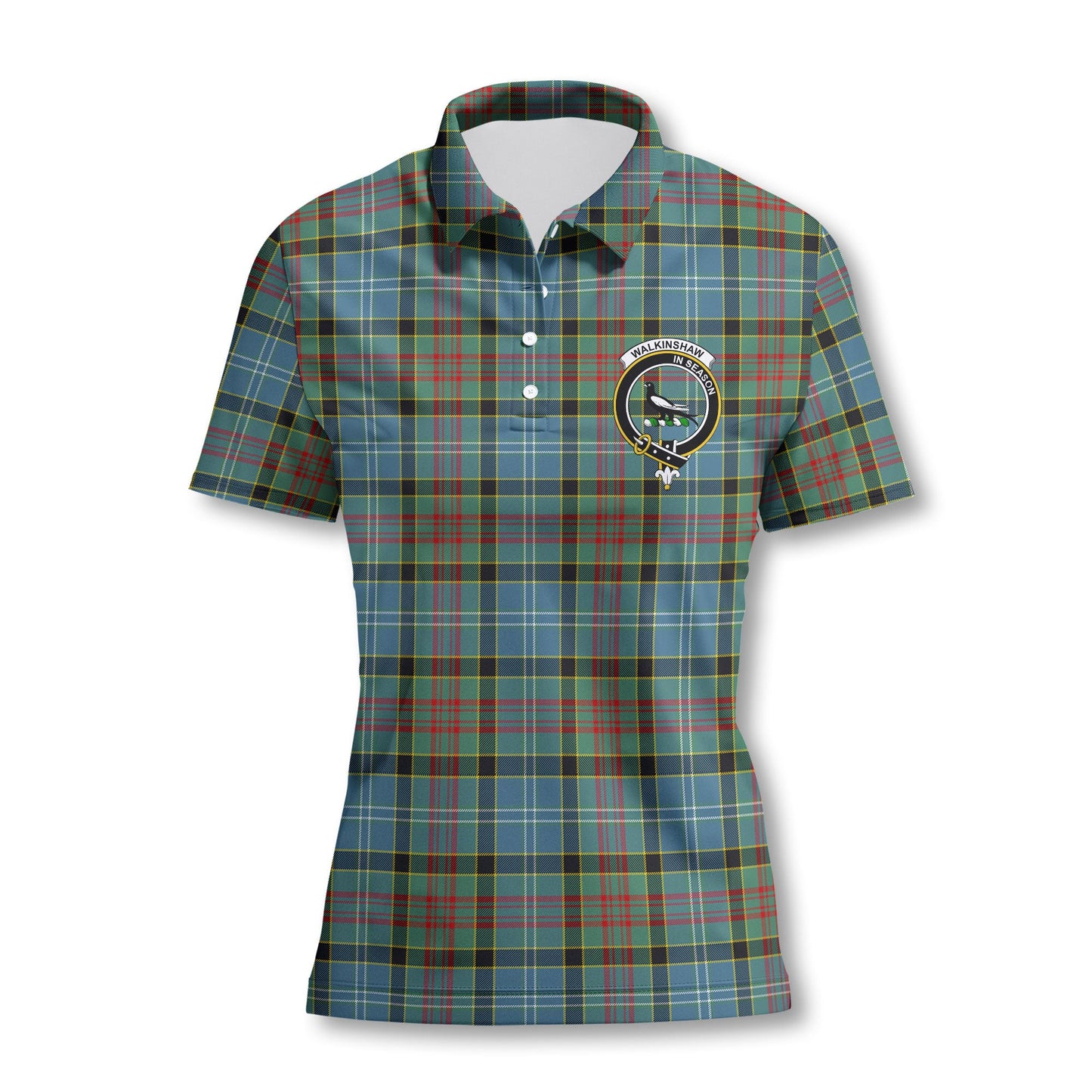 Clan Walkinshaw Tartan Women Polo Shirt Crest And Plaid Basic Style