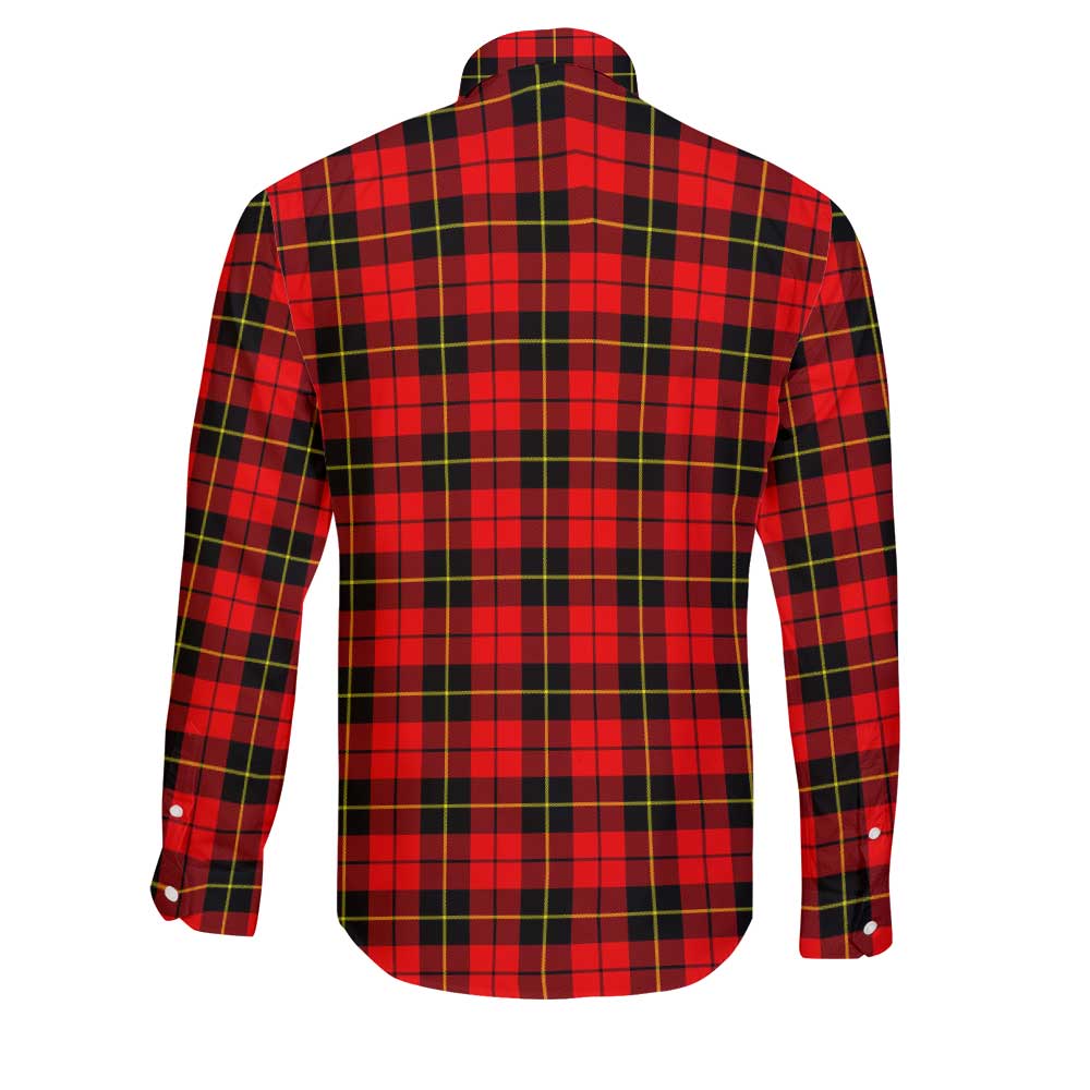 Clan Wallace Tartan Long Sleeve Button Shirt Crest And Plaid Basic Style