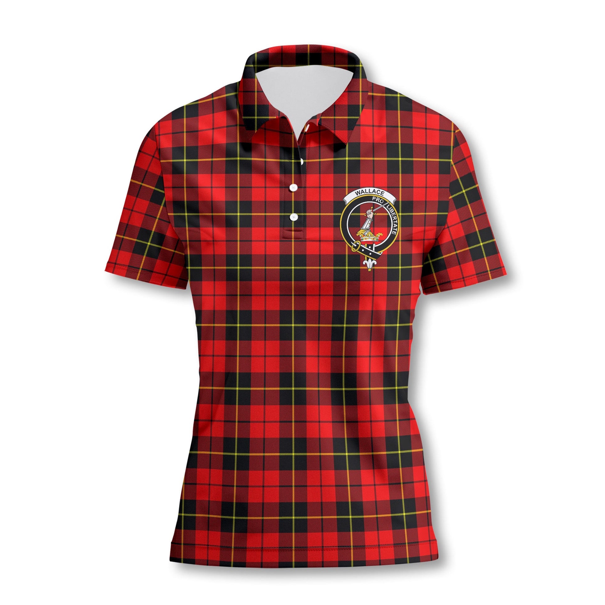 Clan Wallace Tartan Women Polo Shirt Crest And Plaid Basic Style