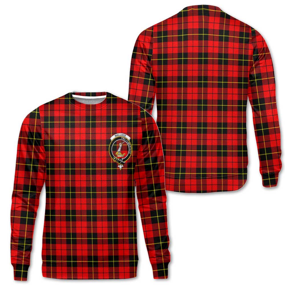 Clan Wallace Tartan Women Sweatshirt Crest And Plaid Basic Style