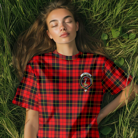 Clan Wallace Tartan Women T Shirt Crest And Plaid Basic Style