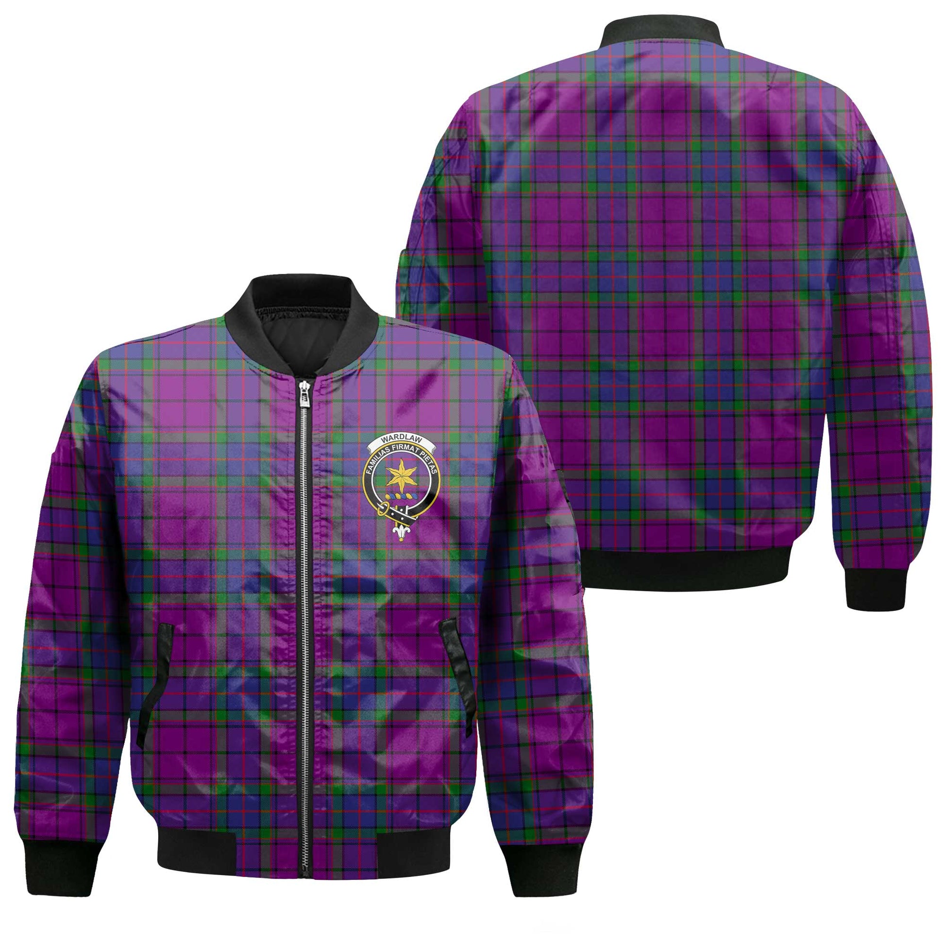 Clan Wardlaw Tartan Men Bomber Jacket Crest And Plaid Basic Style