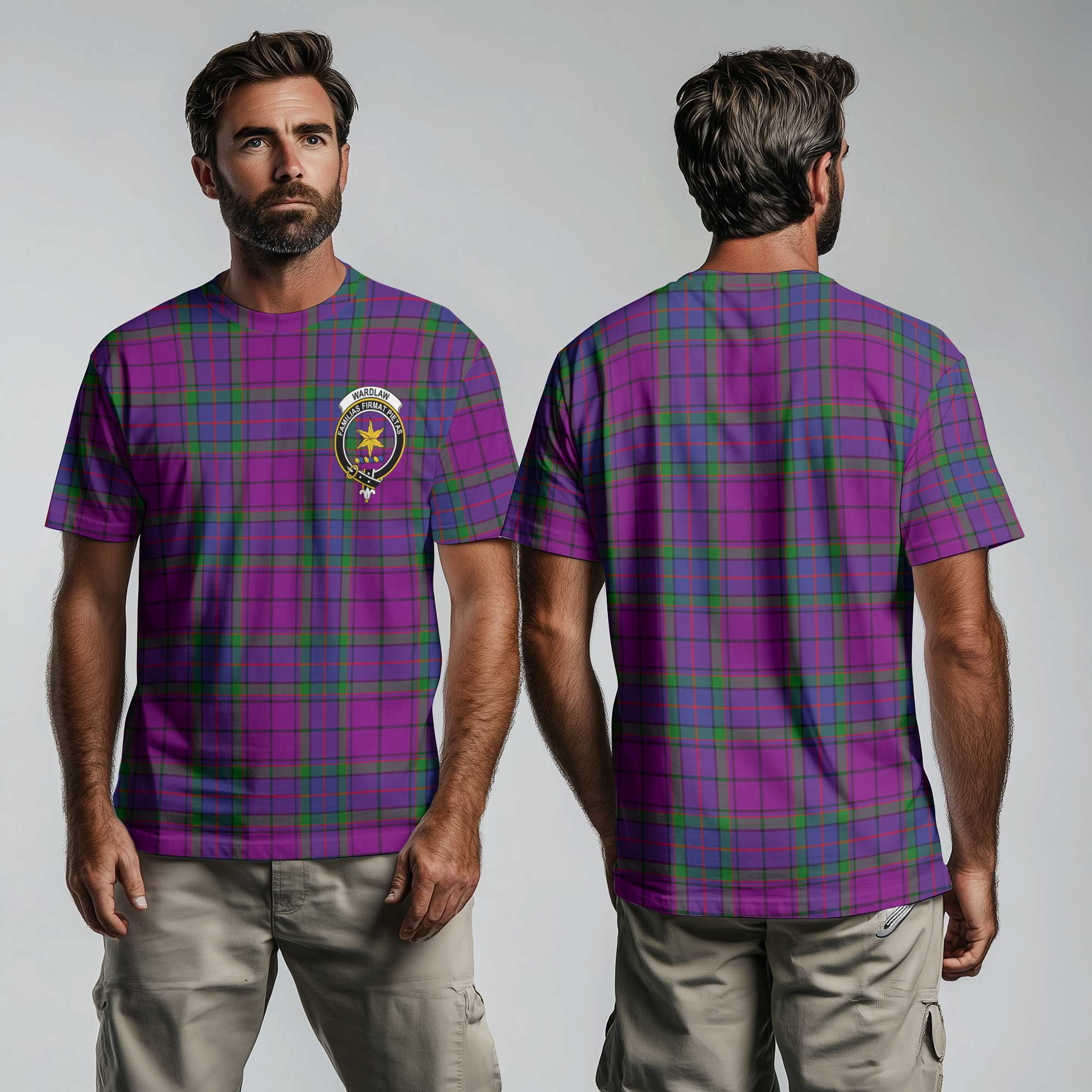 Clan Wardlaw Tartan Men T Shirt Crest And Plaid Basic Style