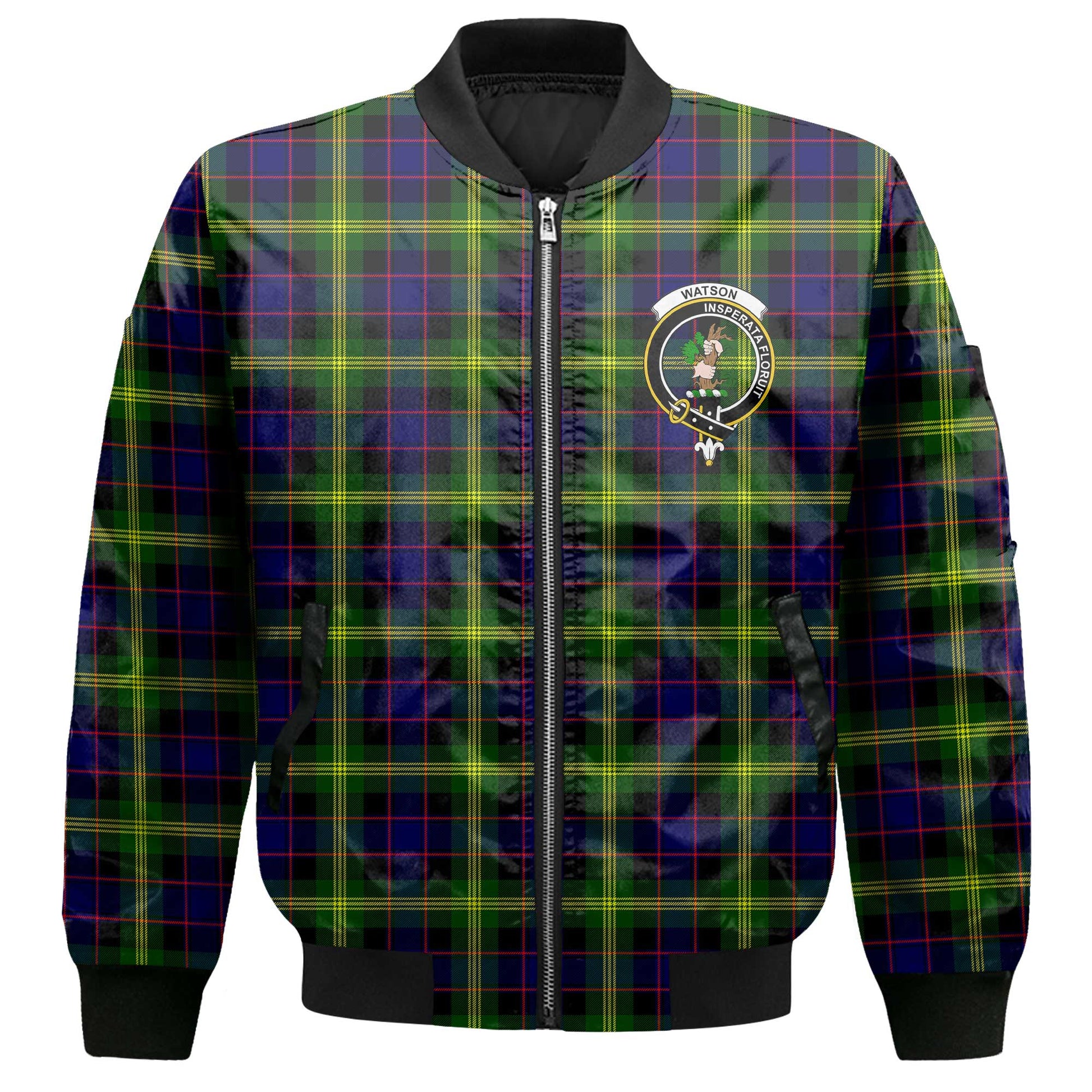 Clan Watson Tartan Men Bomber Jacket Crest And Plaid Basic Style