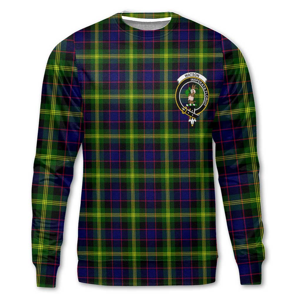 Clan Watson Tartan Men Sweatshirt Crest And Plaid Basic Style
