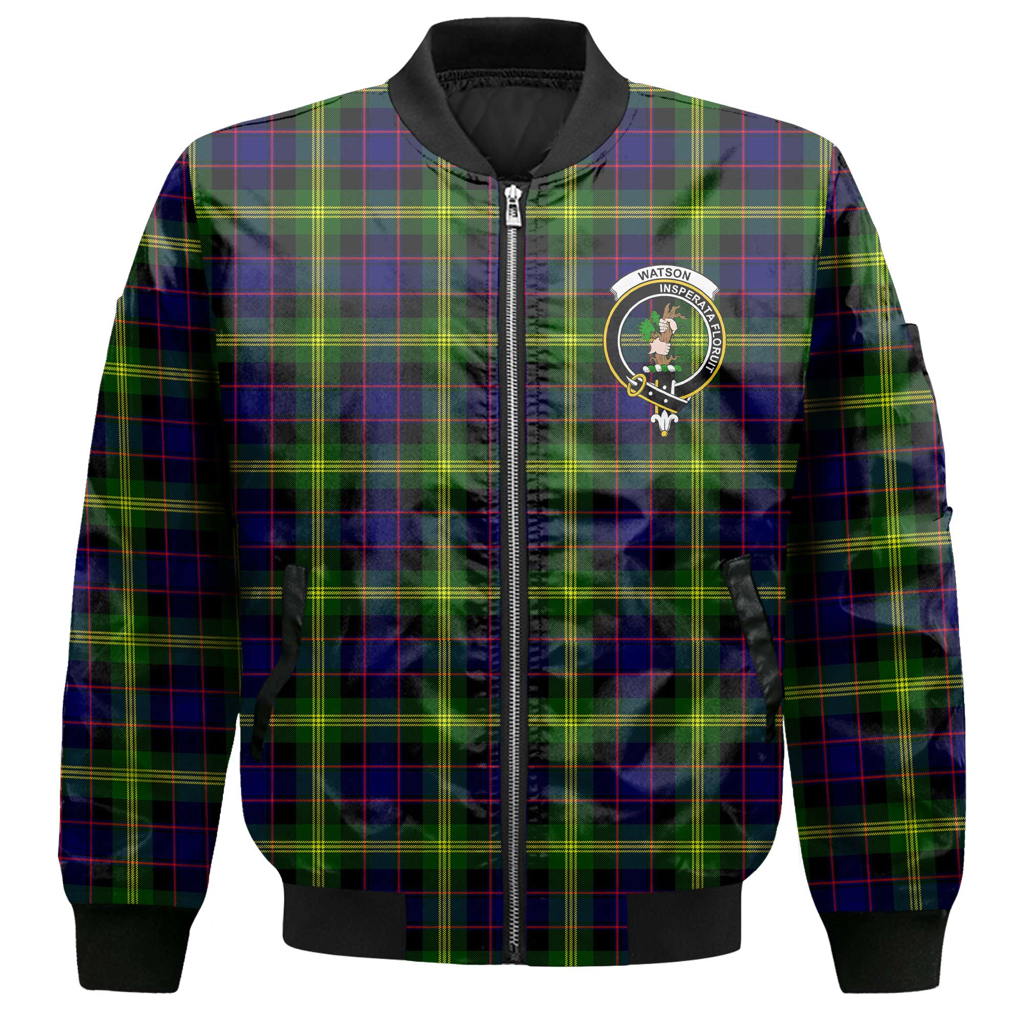 Clan Watson Tartan Women Bomber Jacket Crest And Plaid Basic Style