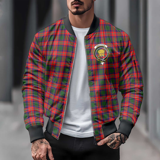 Clan Wauchope Tartan Men Bomber Jacket Crest And Plaid Basic Style