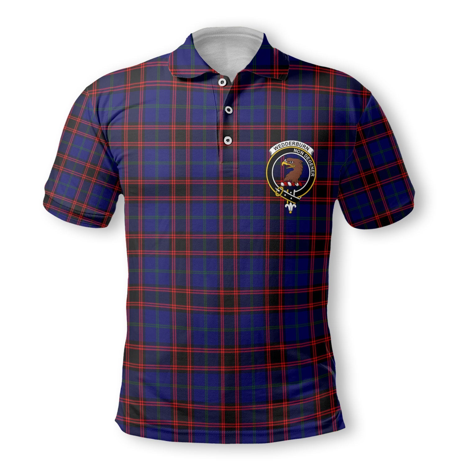 Clan Wedderburn Tartan Men Polo Shirt Crest And Plaid Basic Style