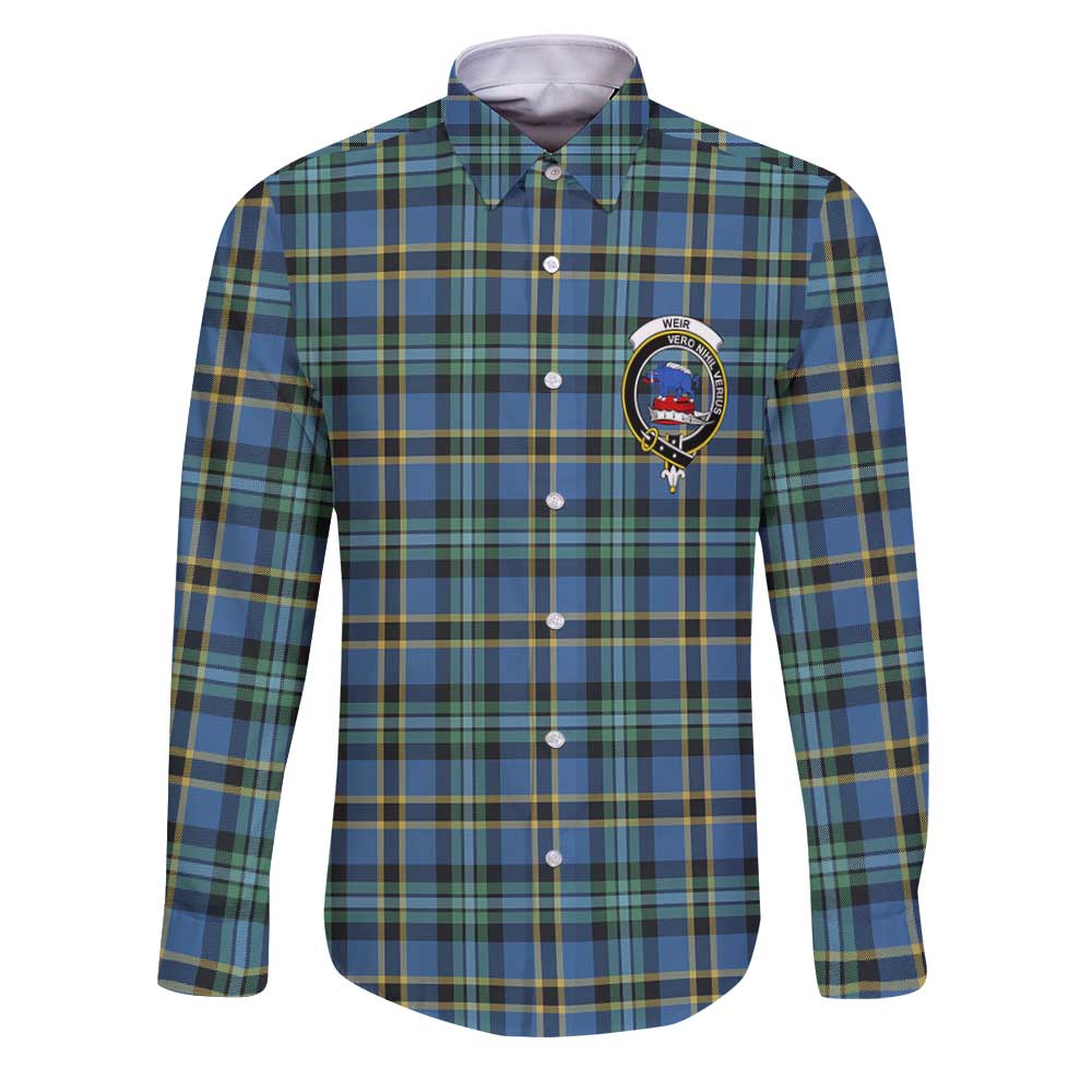 Clan Weir Tartan Long Sleeve Button Shirt Crest And Plaid Basic Style