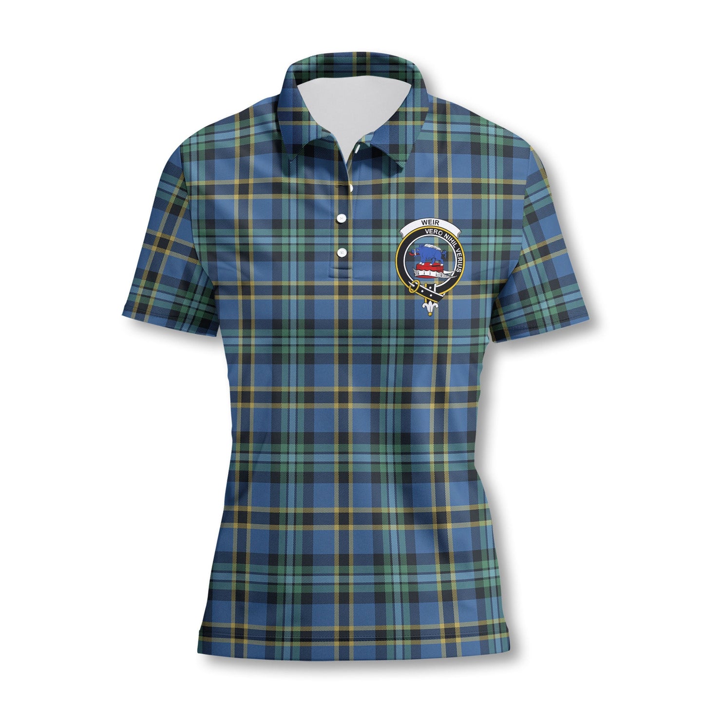 Clan Weir Tartan Women Polo Shirt Crest And Plaid Basic Style