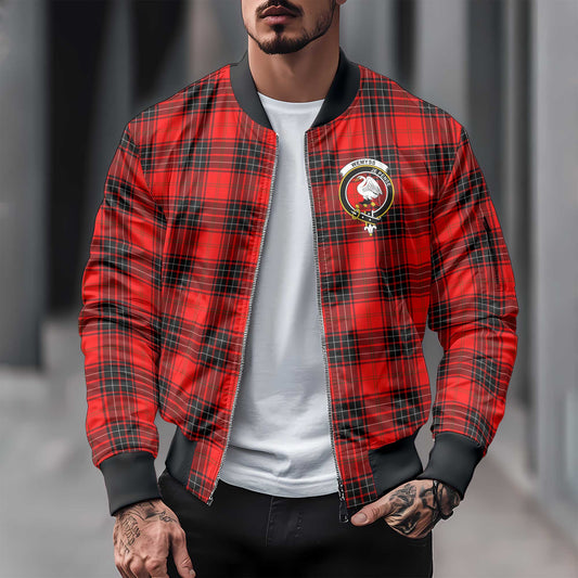 Clan Wemyss Tartan Men Bomber Jacket Crest And Plaid Basic Style