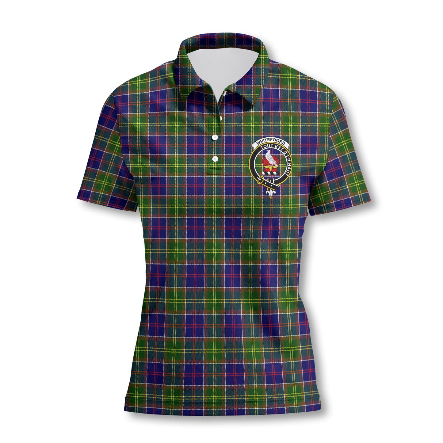 Clan Whiteford Tartan Women Polo Shirt Crest And Plaid Basic Style