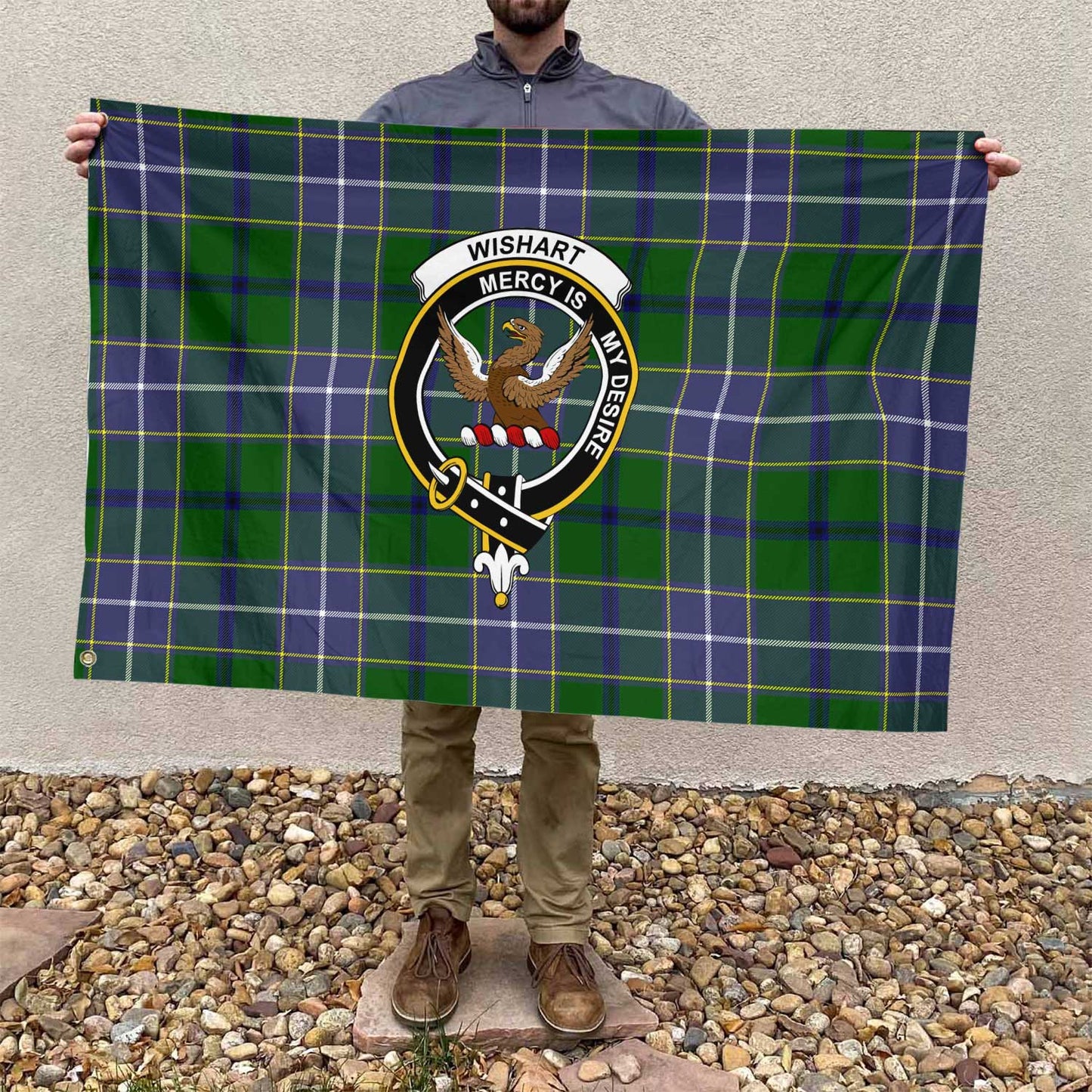 Clan Wishart Tartan Flag Crest And Plaid Basic Style