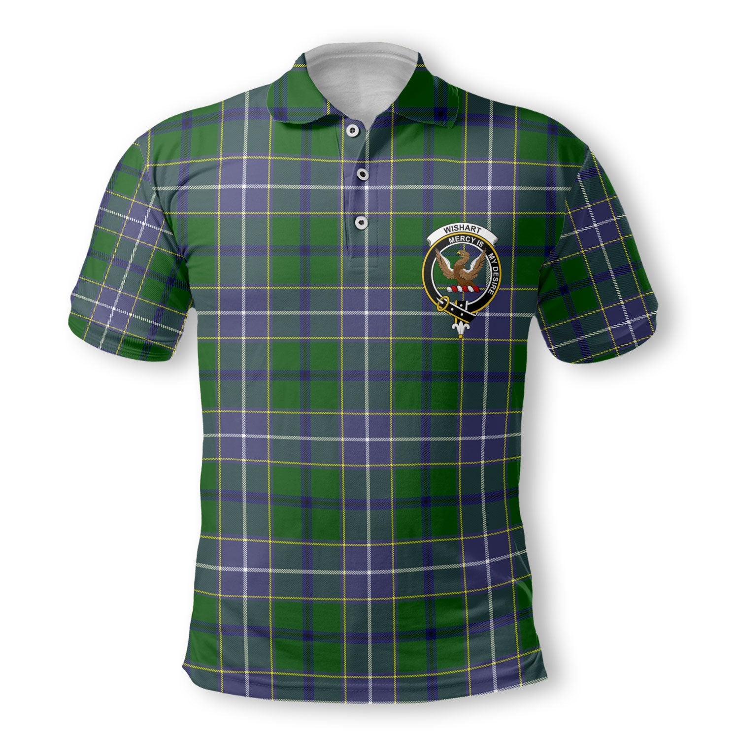 Clan Wishart Tartan Golf Men Polo Shirt Crest And Plaid Basic Style