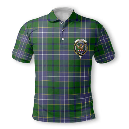 Clan Wishart Tartan Golf Tartan Men Polo Shirt Crest And Plaid Basic Style