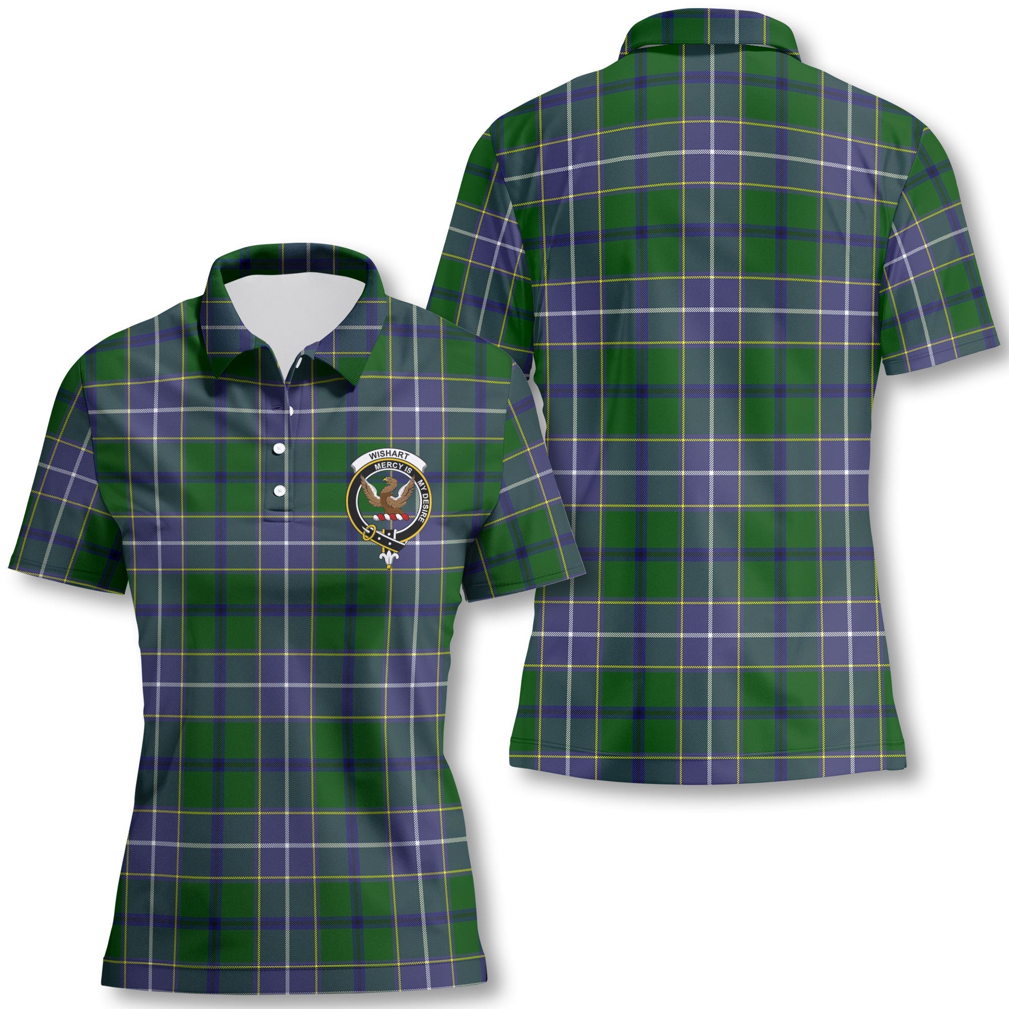 Clan Wishart Tartan Women Polo Shirt Crest And Plaid Basic Style