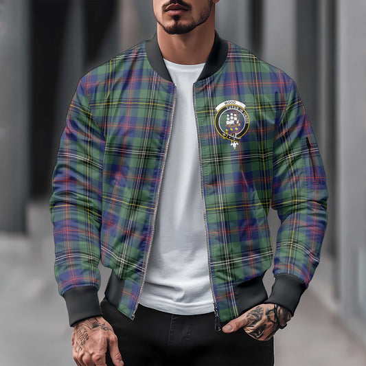 Clan Wood Tartan Men Bomber Jacket Crest And Plaid Basic Style