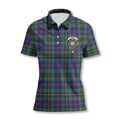 Clan Wood Tartan Women Polo Shirt Crest And Plaid Basic Style