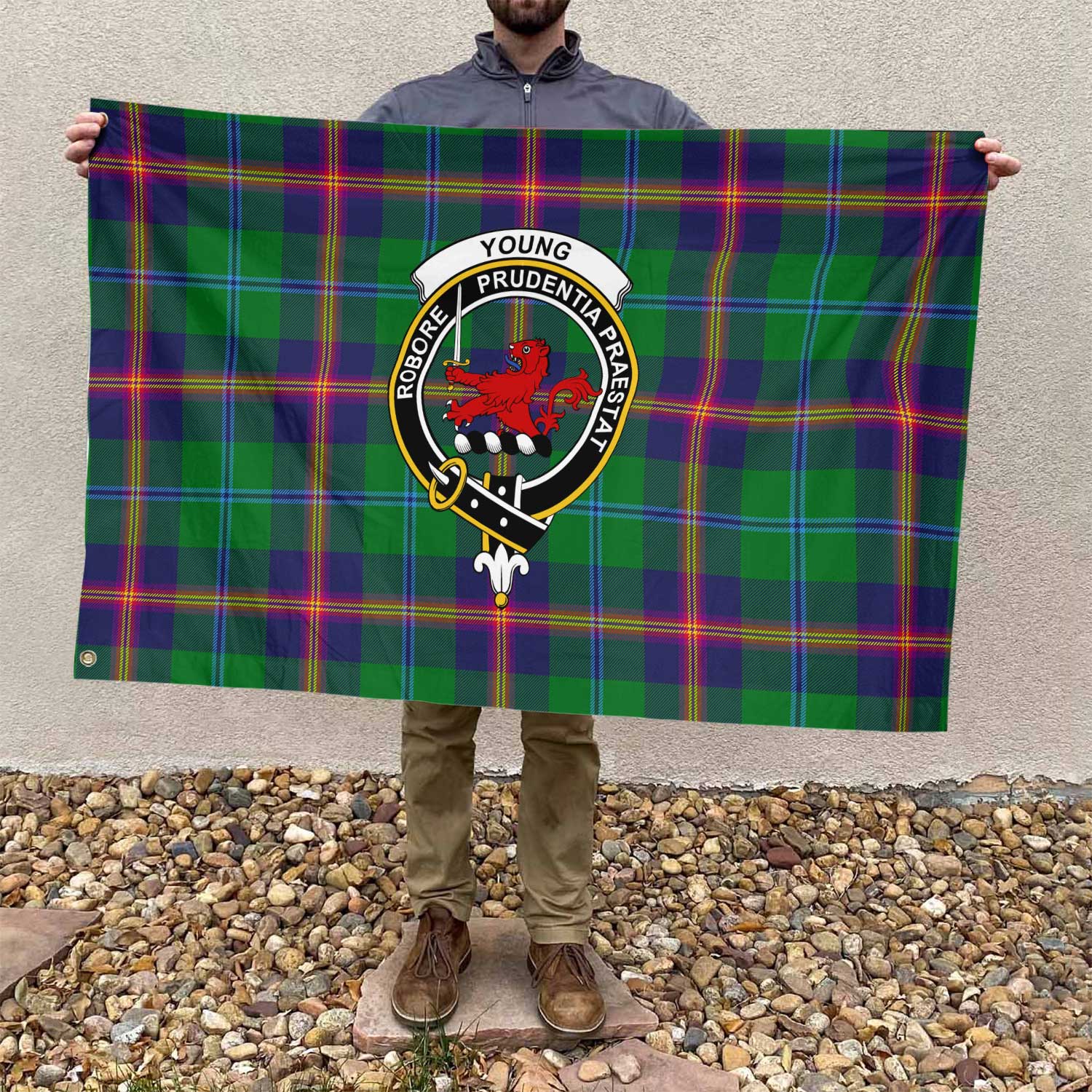 Clan Young Tartan Flag Crest And Plaid Basic Style