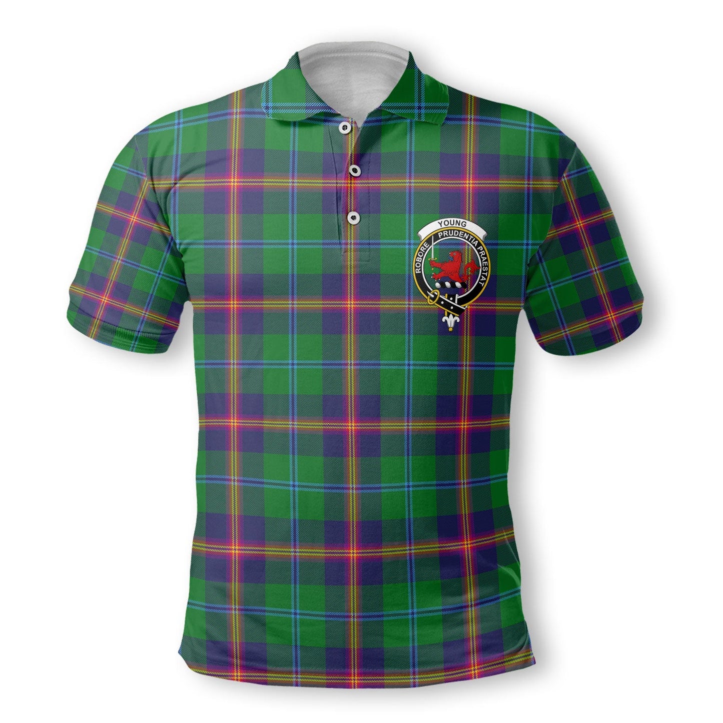 Clan Young Tartan Golf Men Polo Shirt Crest And Plaid Basic Style