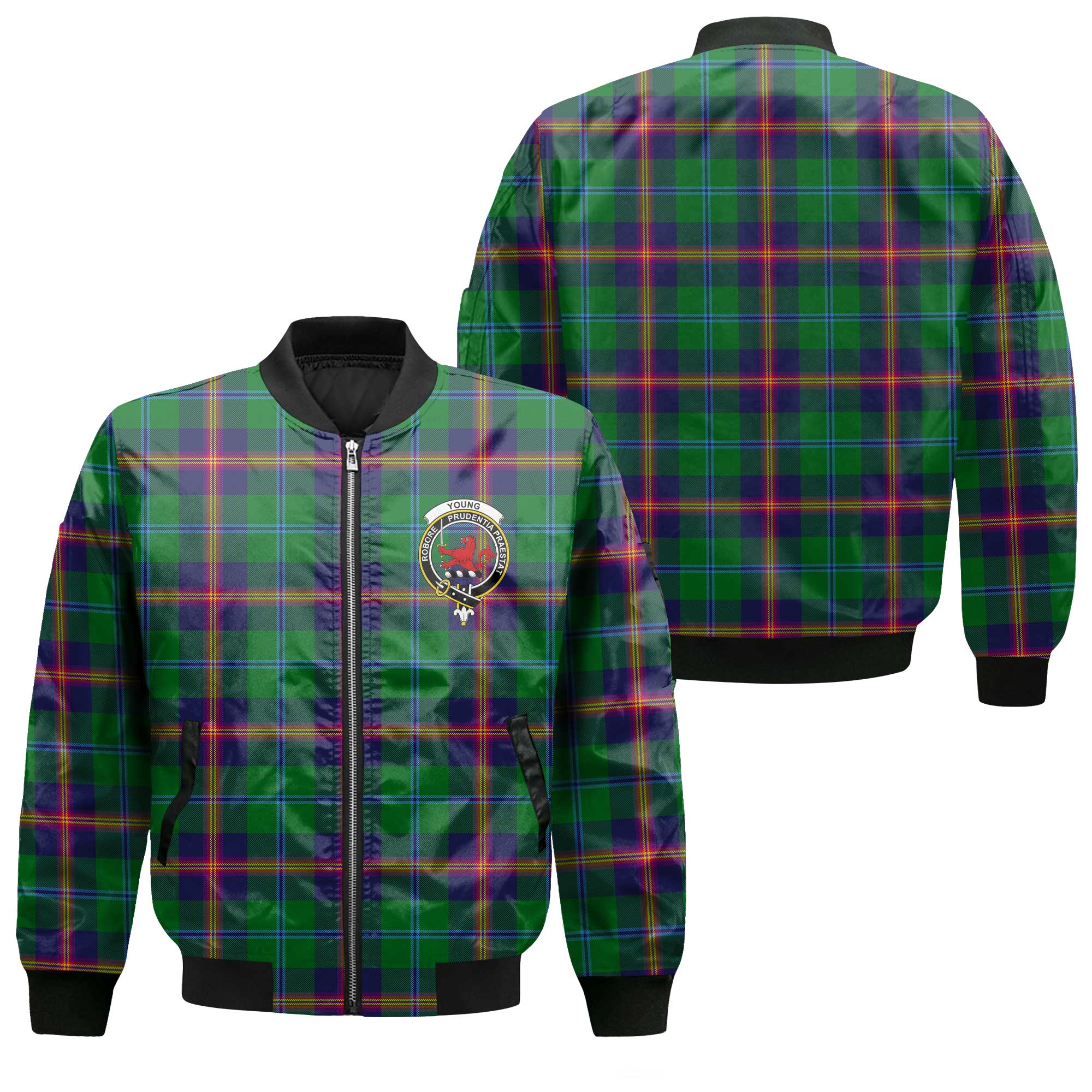 Clan Young Tartan Men Bomber Jacket Crest And Plaid Basic Style