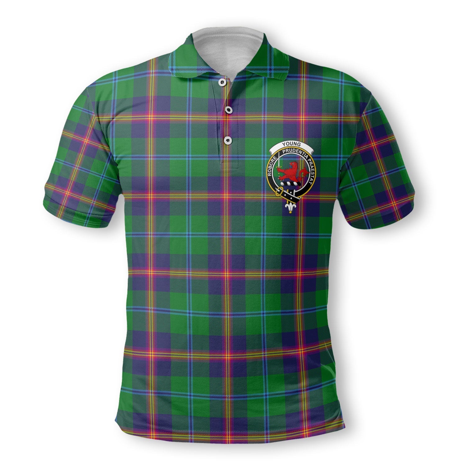 Clan Young Tartan Men Polo Shirt Crest And Plaid Basic Style