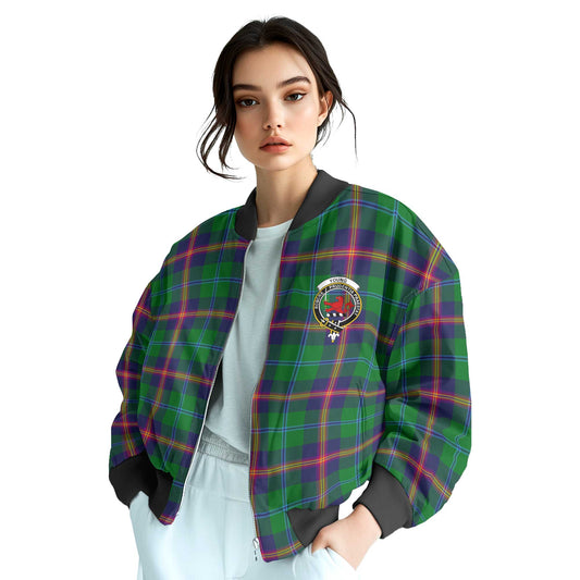 Clan Young Tartan Women Bomber Jacket Crest And Plaid Basic Style