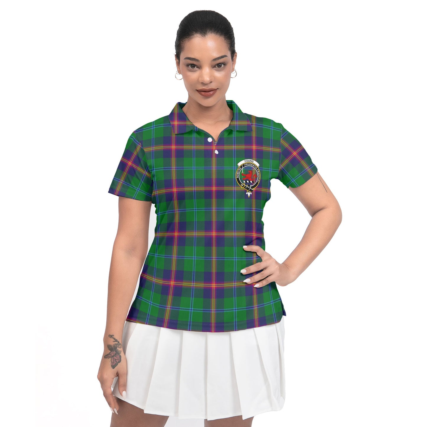 Clan Young Tartan Women Polo Shirt Crest And Plaid Basic Style