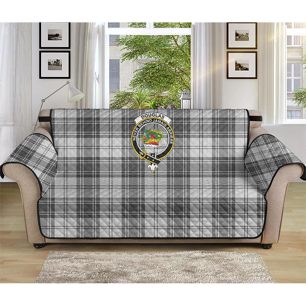 Douglas Grey Modern Tartan Crest Sofa Protector