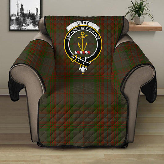 Gray Hunting Tartan Crest Sofa Protector