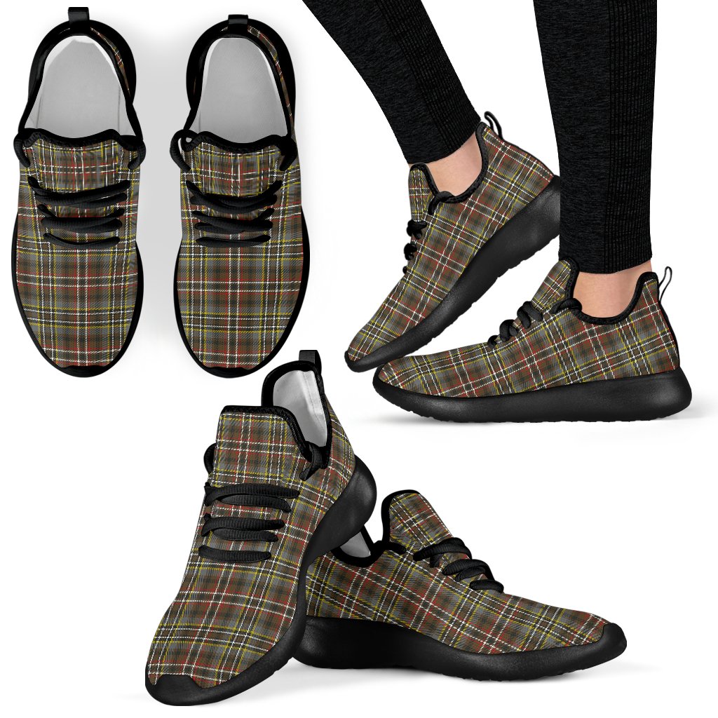 Scott Green Weathered Tartan Plaid Mesh Knit Sneakers